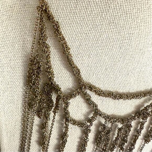 Zara Necklace Fringe Festival 70s 90s Chain Choker Statement Boho Bohemian - Picture 13 of 14